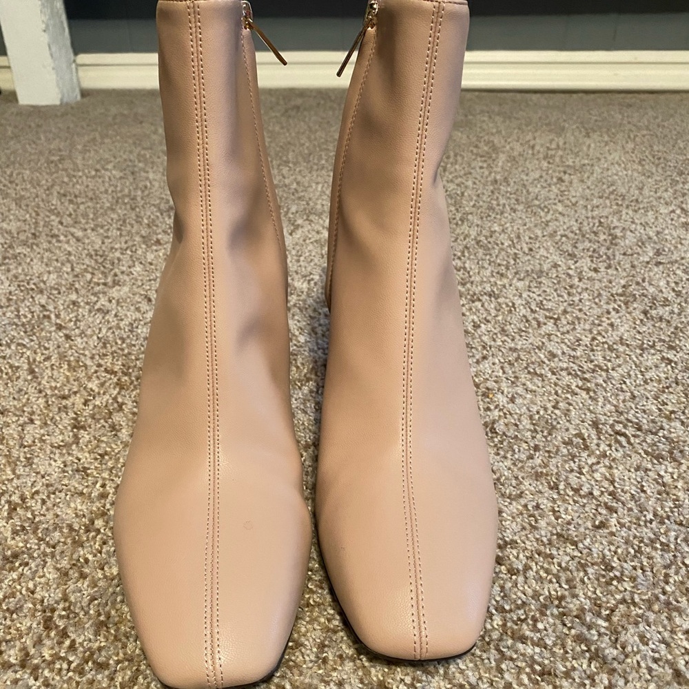 Nude square toed bootie